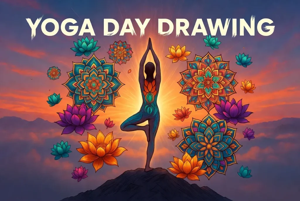 yoga day drawing
