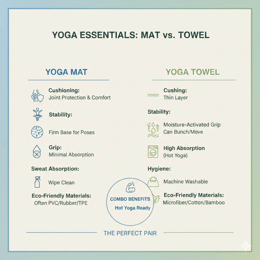 yoga mat and towel
