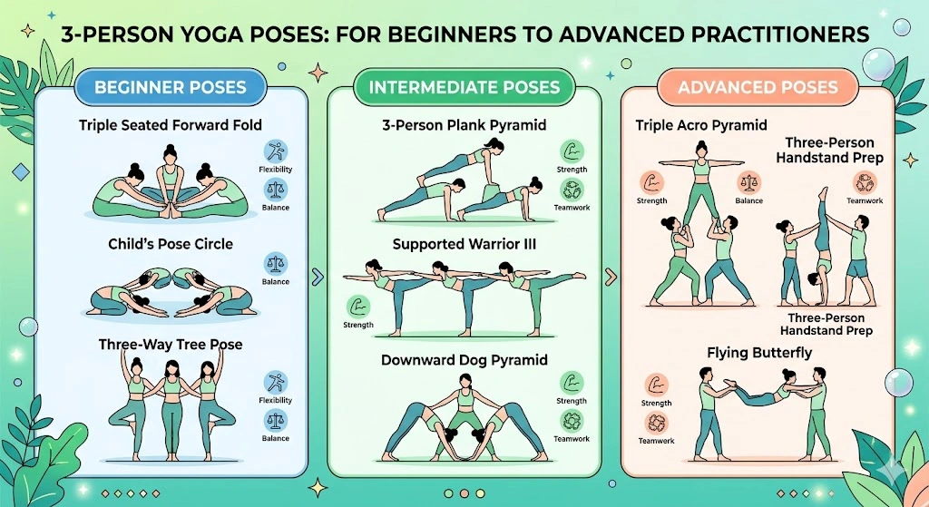 3 people yoga poses